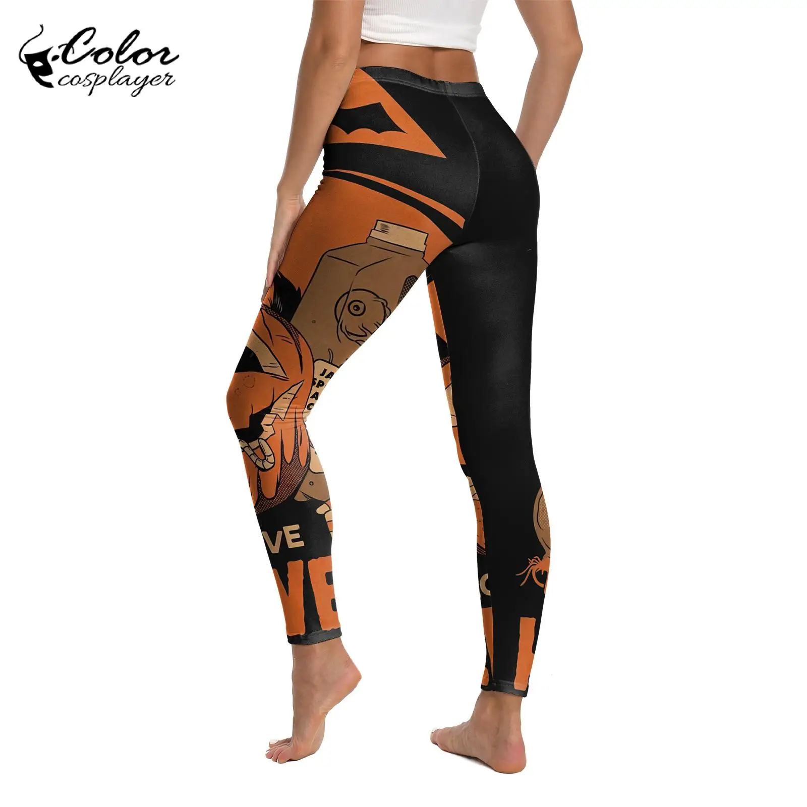 Legging Cosplayer Elastic para Mulheres, Padrão De Abóbora, Calças De Festa, Traje De Cosplay De Carnaval, Calças De Yoga, Leggings De Férias