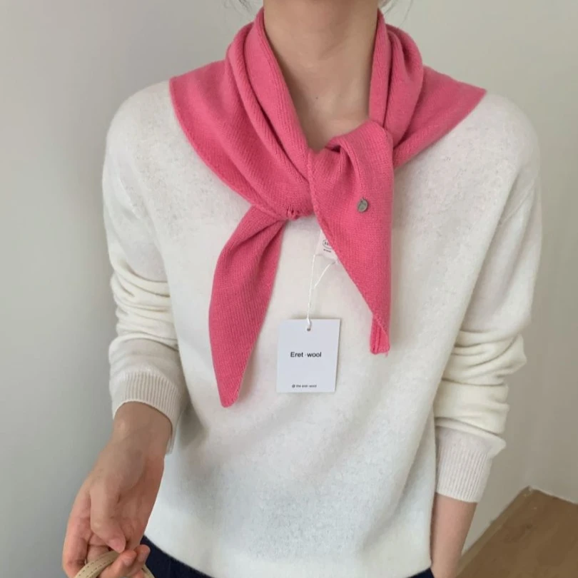 

Autumn Winter Korean Style Crisscross Neck Warmer Containing Wool Scarf Multi-functional Knitted Triangular Scarf Headband