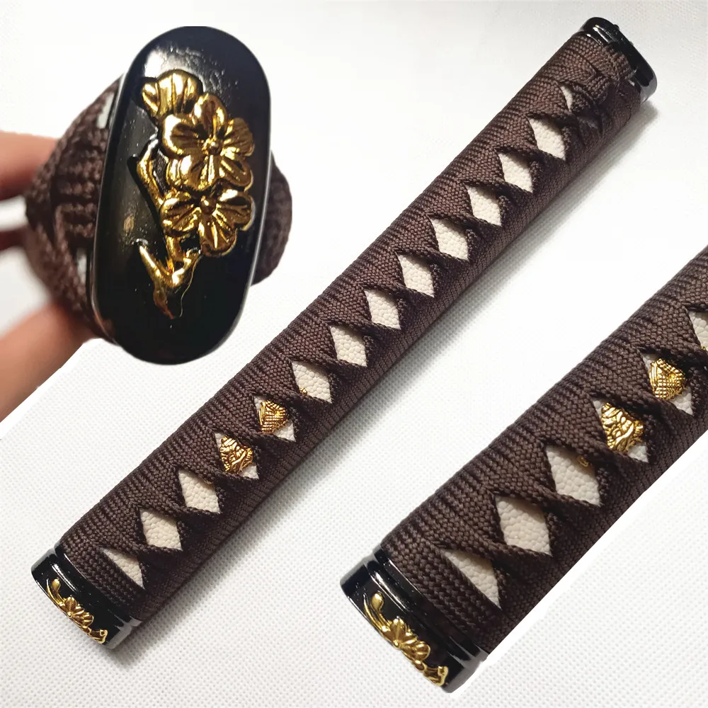 10.3 Inch Real Rayskin Handle  Brown Ito Tsuka For Japanese Katana Samurai Sword