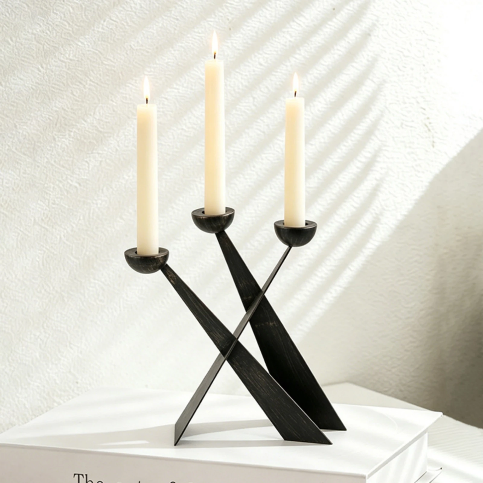 Cross Candlestick Holder Minimalist Candleholder with Cross Candlestick Holder with Crown of Thorns Modern for Dining Table view 3