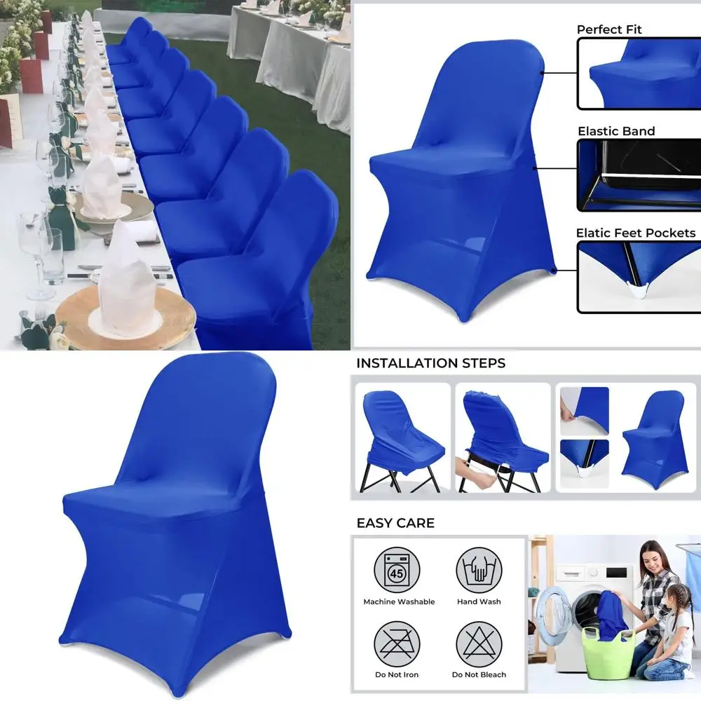 

Upgraded 30-Piece Stretchy Washable Chair Covers, Universal Fit, Ideal for Weddings, Parties, and Celebrations in Royal Blue