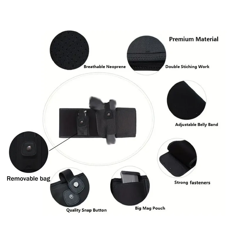 タクティカル-iwb-ホルスター-腰-腹部用の調節可能な隠しキャリーガンホルスター-両手利き