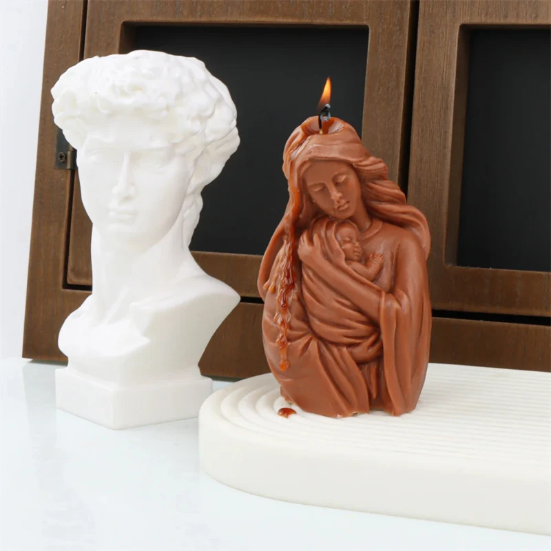 

Religious Blessed Virgin Mary Goddess Candle Silicone Mold Jesus saints Female Deity Portrait Plaster Resin Epoxy Mold