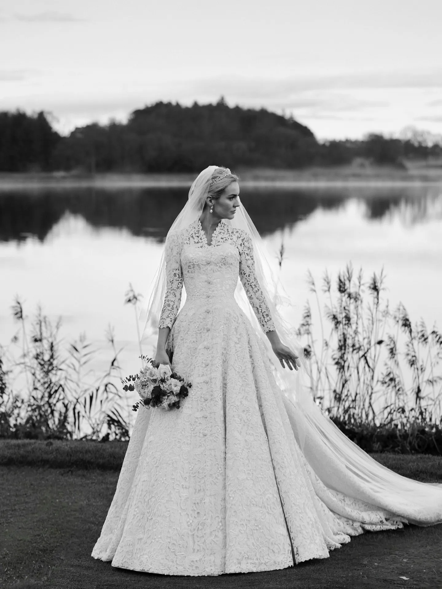 Vestido De Novia Encaje A line Wedding Dresses Vestidos Con Mangas Civil Sencillo Y Elegante White Dress Vintage Alta Costura