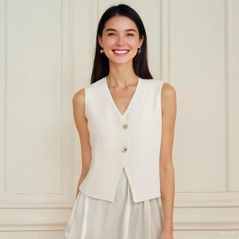 Новинка 2025 года, вязаная майка из смеси хлопка, модный осенний вязаный жилет, повседневная женская простая одежда