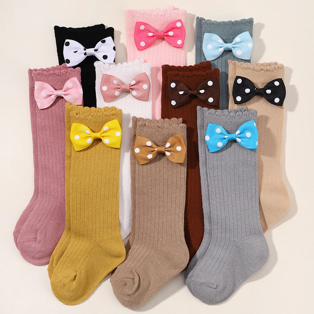 

3/4Pcs/Set Cute 6-10 Years Kids Solid Bows Soft Knit Socks Hairpin Set Socks for Girls Baby Hair Accessories Hairclip Child Gift