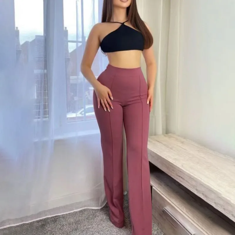XIZOU Women's Slim Bell-Bottoms Trousers Trendy Spring Autumn Pants Office Lady Solid Color Flared Trousers New 2025