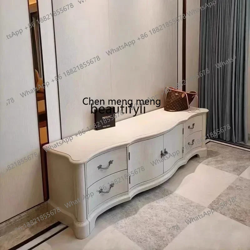 

182Q TV cabinet American retro queen's home series living room TV cabinet retro white TV cabinet coffee table