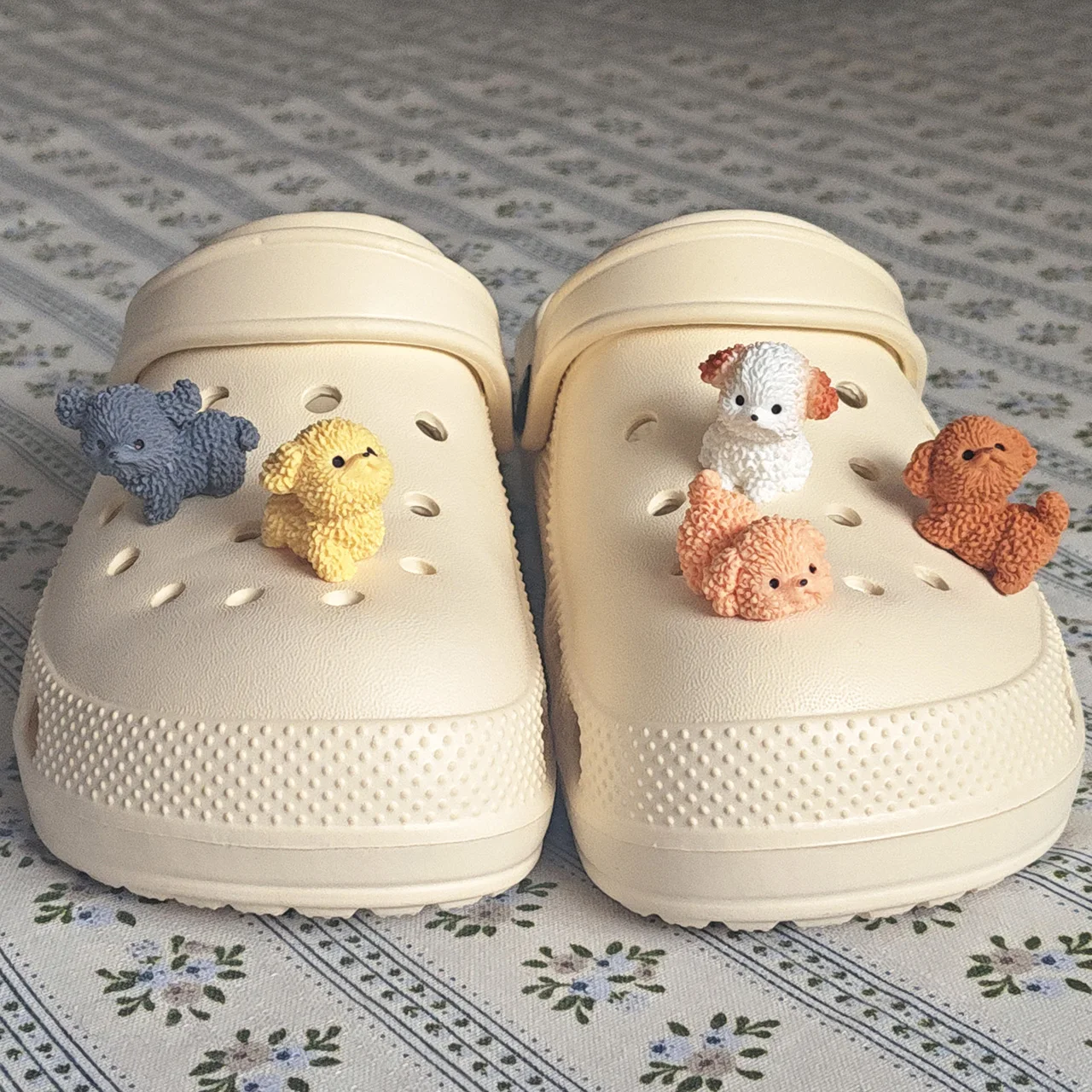 Cute Puppy Shoe Charms for Crocs 3D Bichon Frise Boys Girls Garden Sandals Clogs Pins Decorations Sets Kids Slipper Accessories image 3