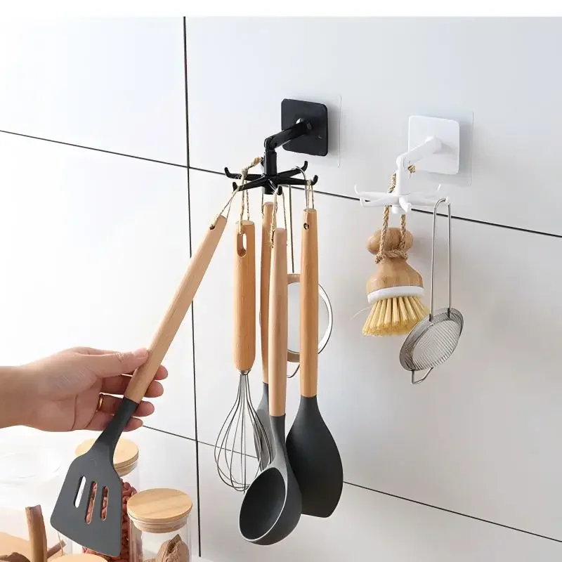 

Kitchen Organizer Swivel Hooks Creative Hooks Hooks Hole-free Multifunctional Explosion Hooks Rotatable Dual-Use