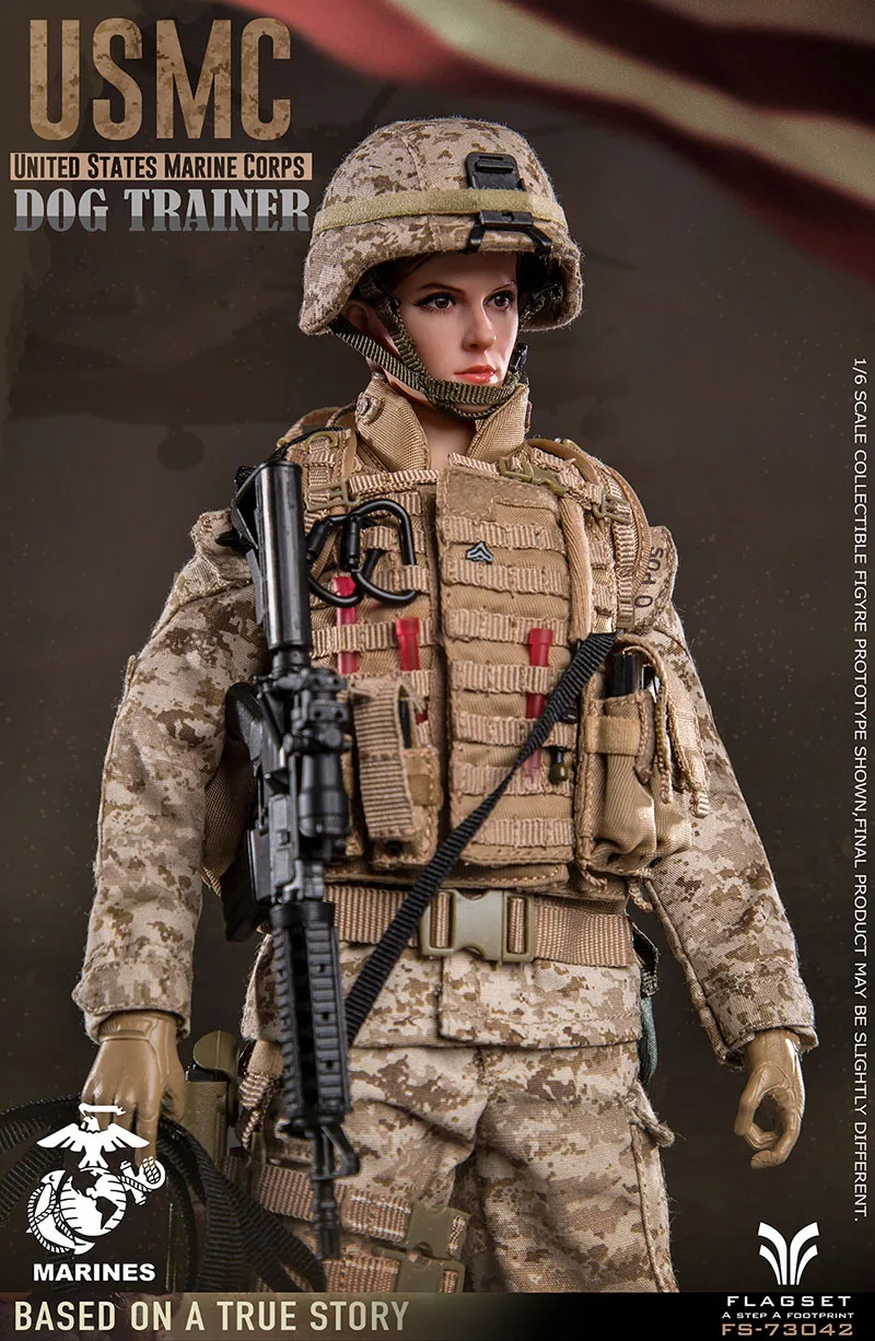 In Stock FLAGSET FS73042 1/6 Scale USMC Dog Trainer 12'' Female Soldier Action Figure Body Doll Full Set Toy for Fans Gifts