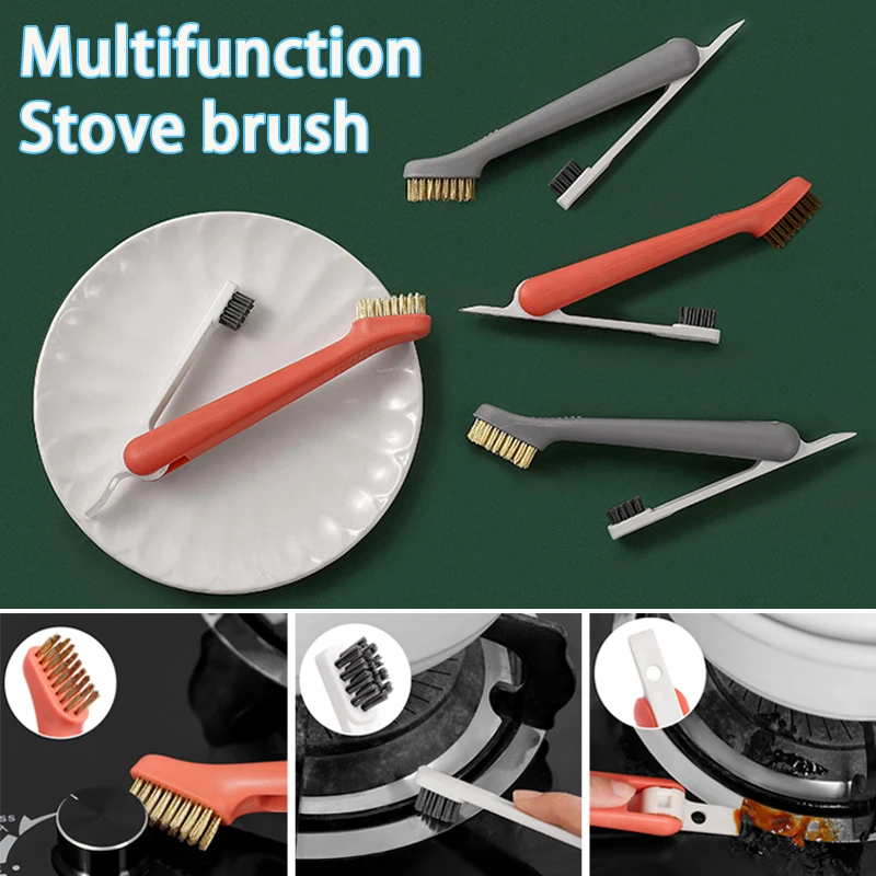 Stove Cleaning Brush Copper Plated Stainless Steel Cooktop Scrubber Multi Function Gas Range Cleaner for Kitchen