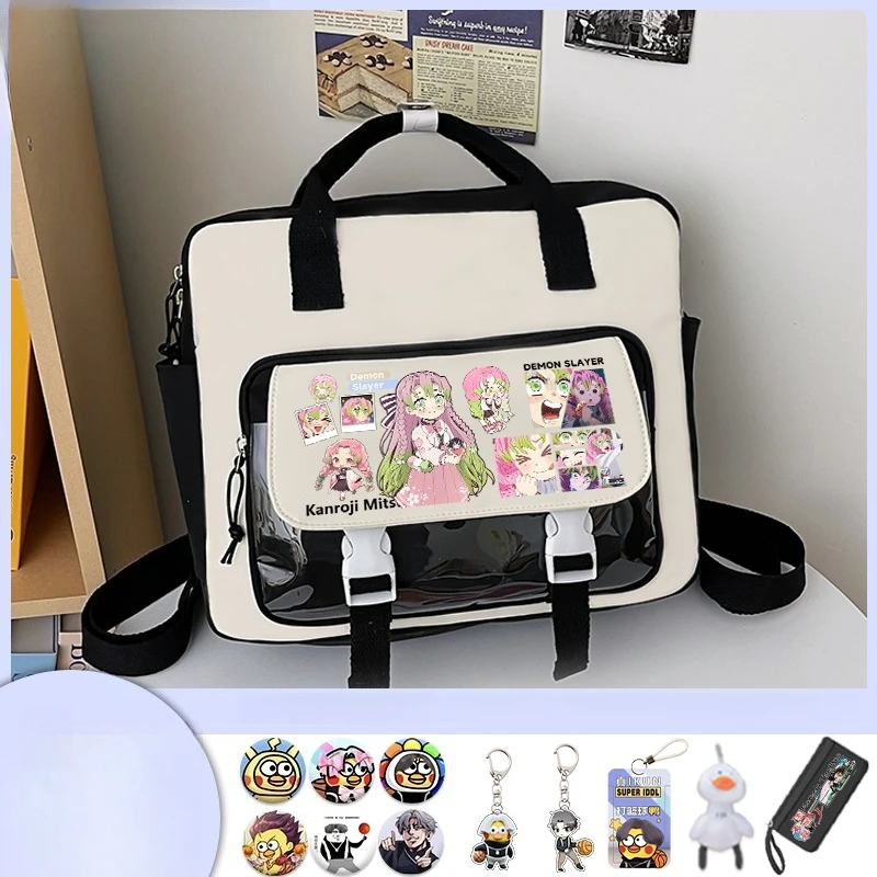 Demon Slayer Tanjiro Kamado Nezuko Umhängetasche, kreativer, hochwertiger Anime-Cartoon-Druck, große Kapazität, tragbarer Studienrucksack – Detail 6
