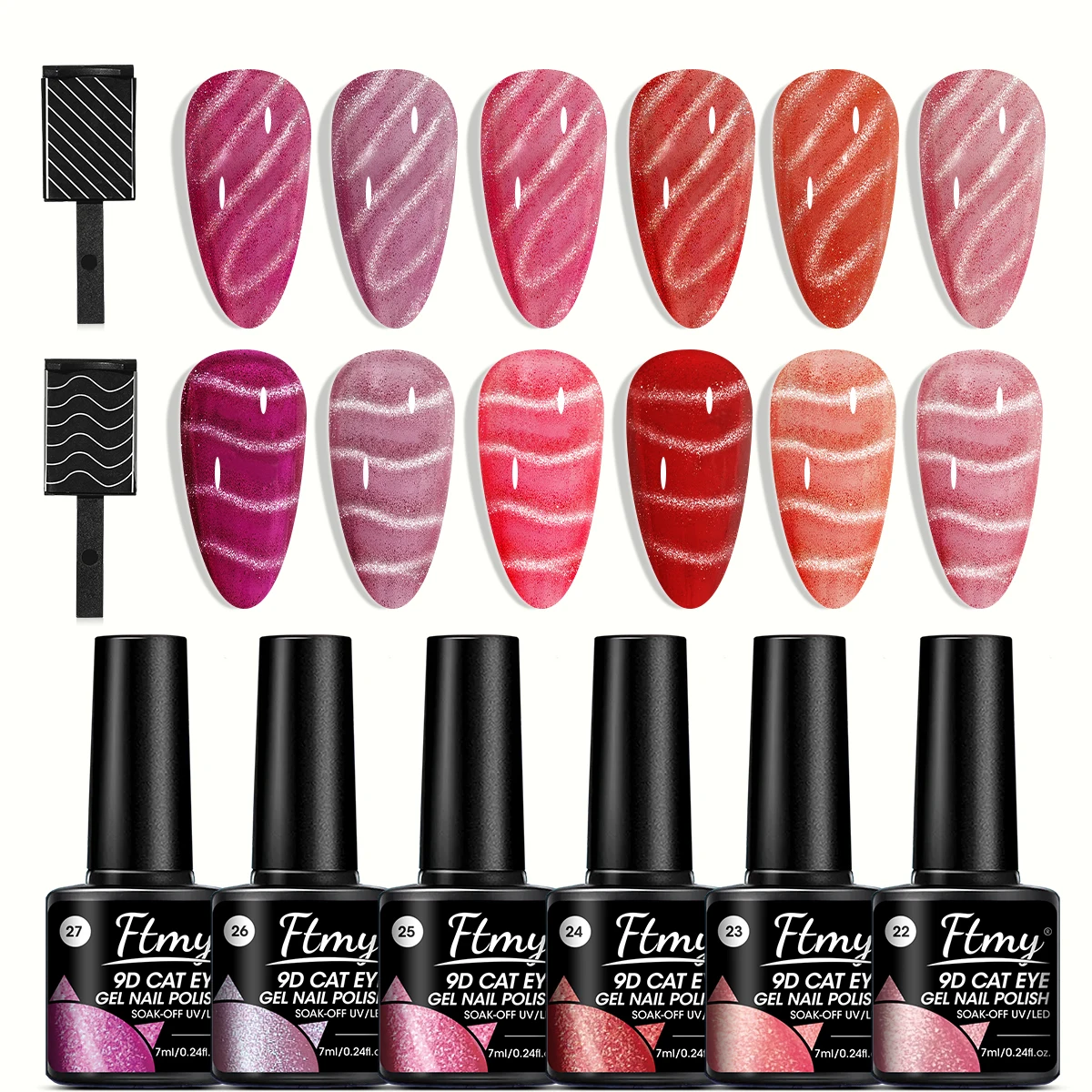 

6 шт./компл. стеклянный магнитный гель «кошачий глаз», блестящий цветной лазерный гель-лак для ногтей, полупостоянный блестящий гель-лак для дизайна ногтей