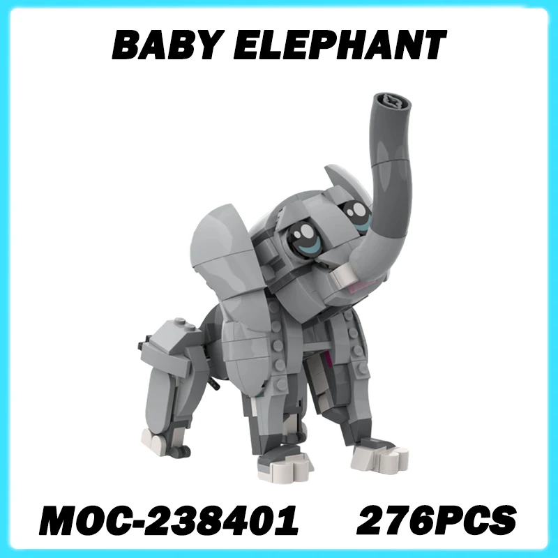 

276 шт. MOC-238401 слоненок, серия животных, модель, строительные блоки, кирпичи, детская креативная сборная игрушка, детский рождественский подарок