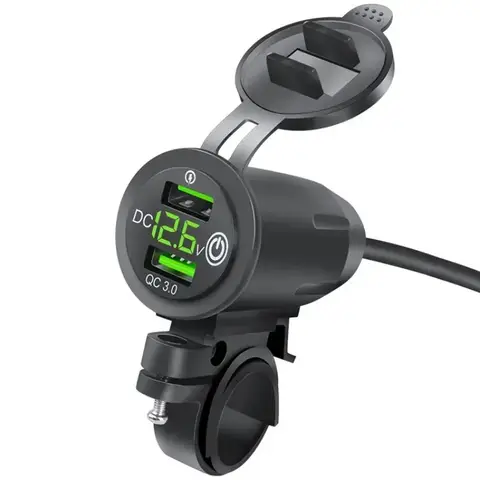오토바이 수정 충전기 듀얼 USB QC3.0 LED 전압계 디스플레이, 듀얼 USB 충전기 소켓, 모터 부품 수정 액세서리