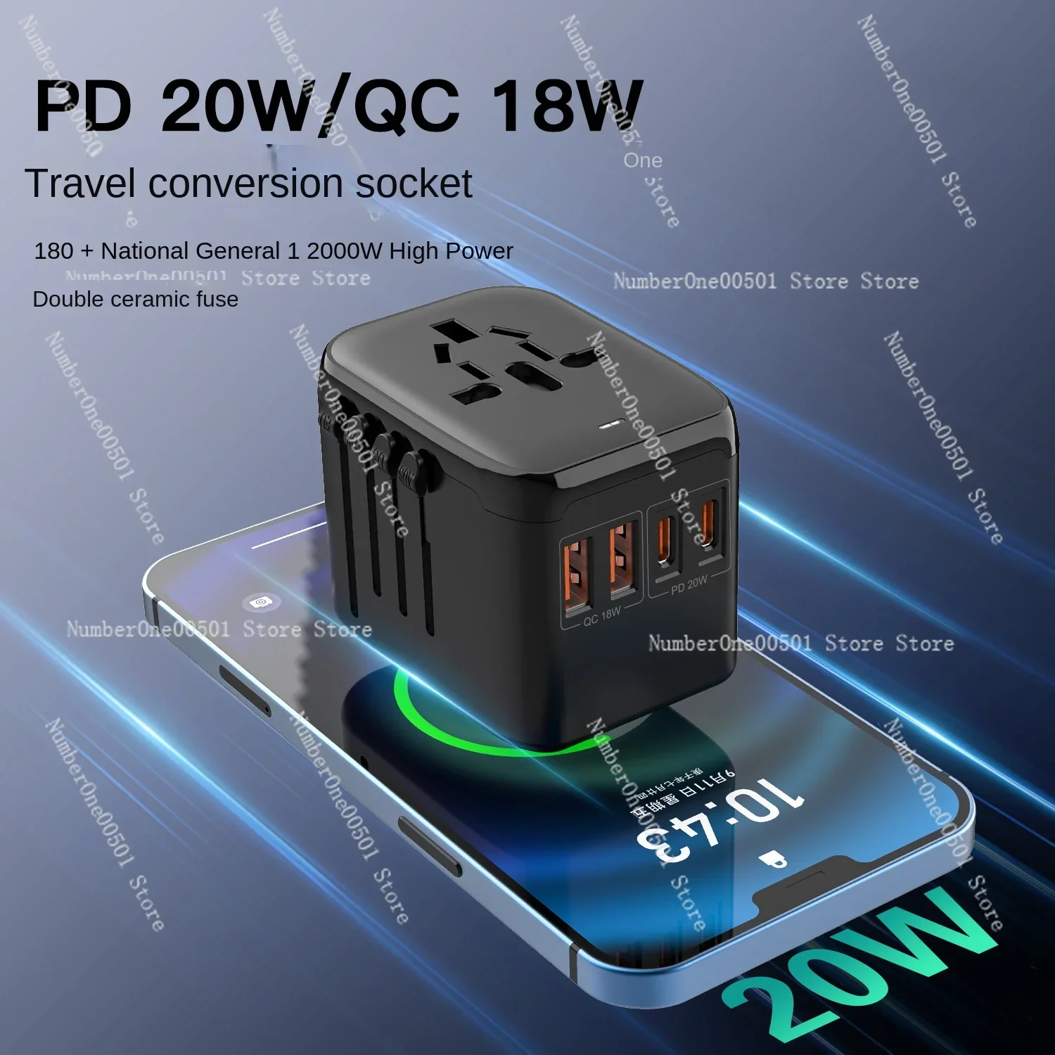 2a2c Universal Conversion Plug for Travel Abroad Pd20w Socket Converter Qc18w Converter