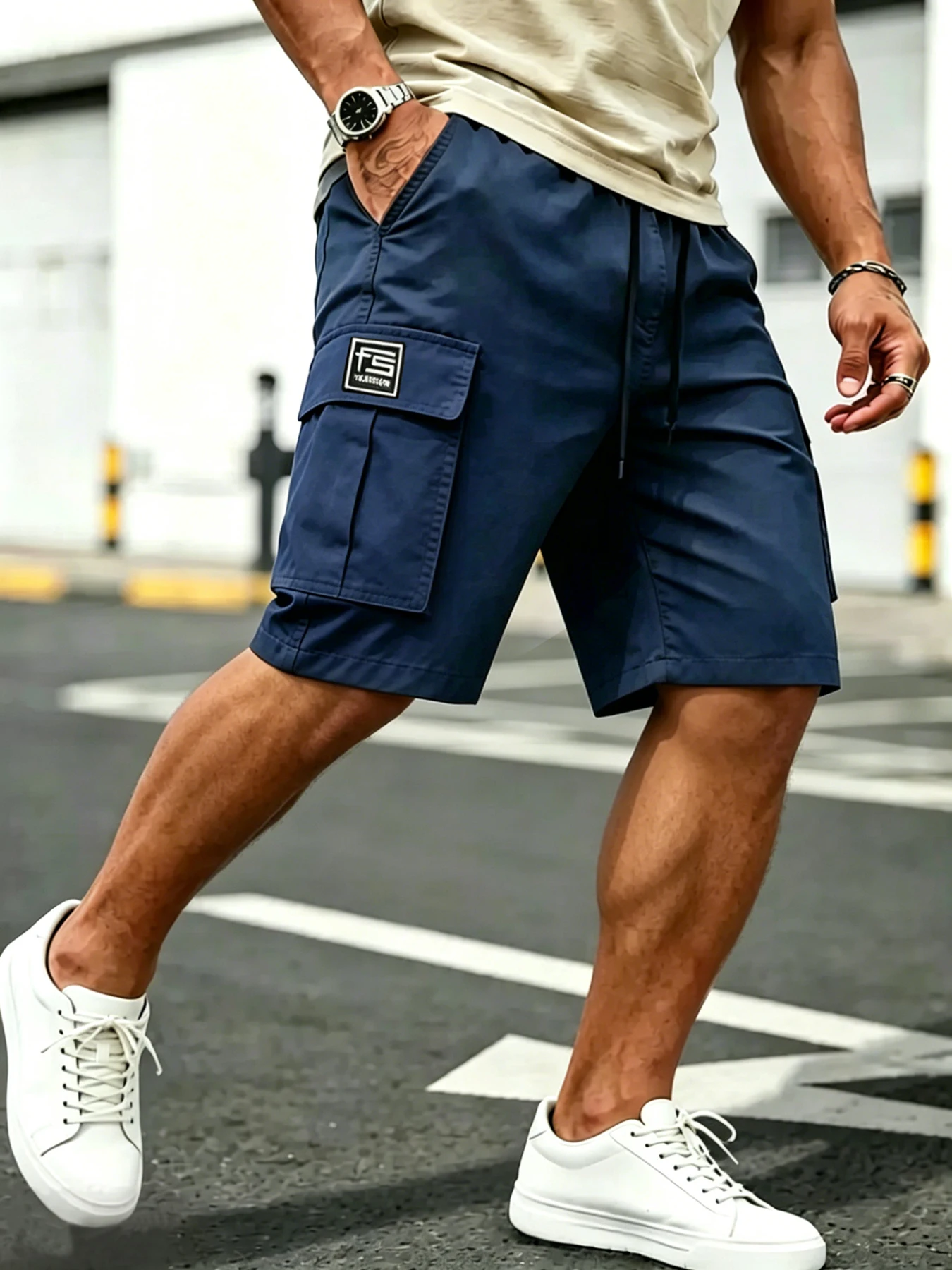 Herren Sommer Casual Sport Cargo-Shorts, Minimalistischer Pendler-Arbeitskleidungsstil, Atmungsaktiver Knitterfreier Verschleißfester Stoff – Detail 5