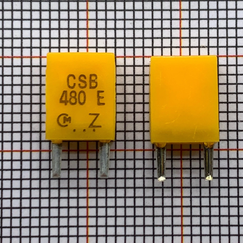 100PCS/  ceramic crystal oscillator CSB480E 480KHZ 480K in-line 2-pin yellow ceramic filter