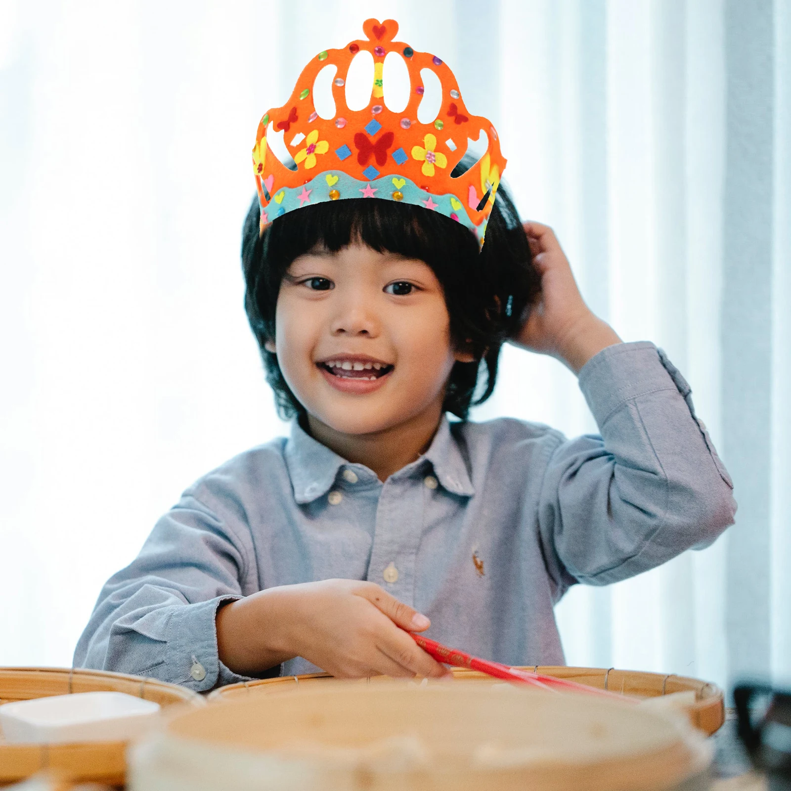 

6 set Birthday Hat Crown for Kids DIY Crown Headband Non-Woven Party Decorative Headpiece Craft Activity Creative for Children