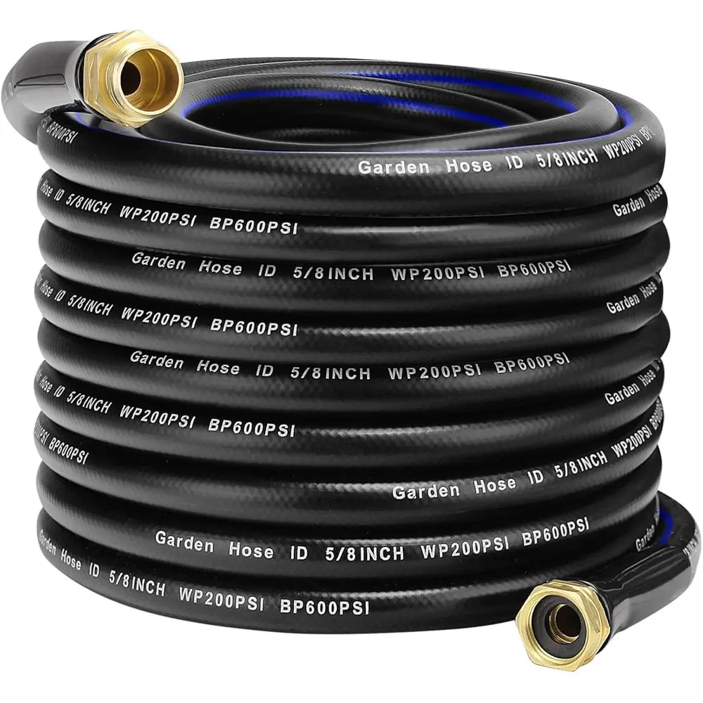 

75 FT Garden Hose, Flexible No Kink Heavy Duty Garden Water Hose Flex Copper Bullet Collapsible Washer Rubber Hose 5/8" Soft Lig