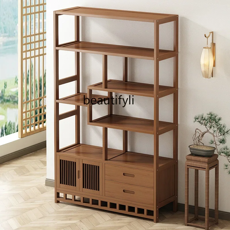 New Chinese style, tea room rack, tea display cabinet, non-solid wood partition, Duobao Pavilion living room ornament shelf