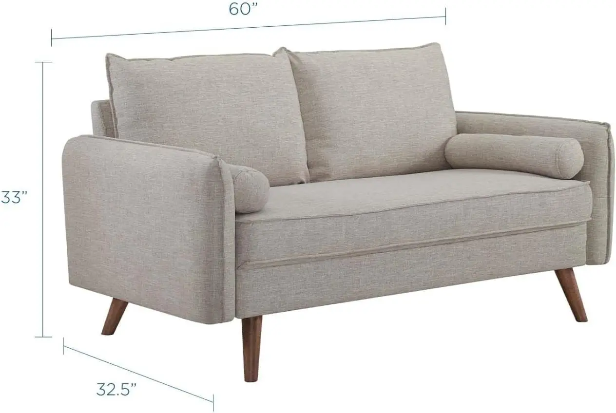 EEI-3091 Odwracalna współczesna, nowoczesna sofa dwuosobowa tapicerowana tkaniną w kolorze beżowym