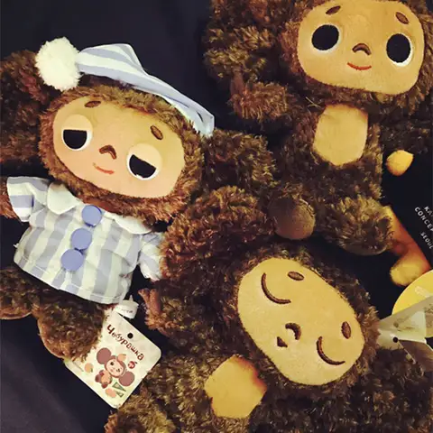 High Quality Cheburashka Plush Toy Big Eyes Monkey With Clothe Doll Russia Anime Baby kid Sleep Appease Doll Toys Children Gift