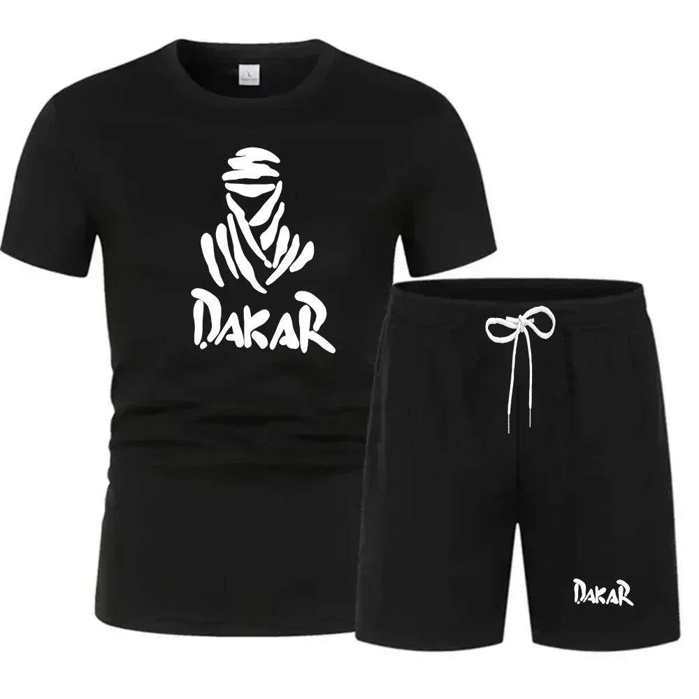 

Summer fashion street short sleeved sports suit men's sports shirt set men's round neck short sleeved shorts sports suit 2-piece