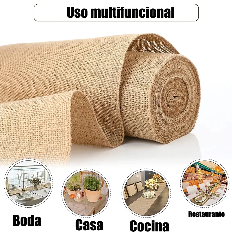 30cm Width 2.75/10M Jute Linen Vintage Natural Table Runner Burlap Rustic Khaki Party Country Wedding Decoration  Chair Decor