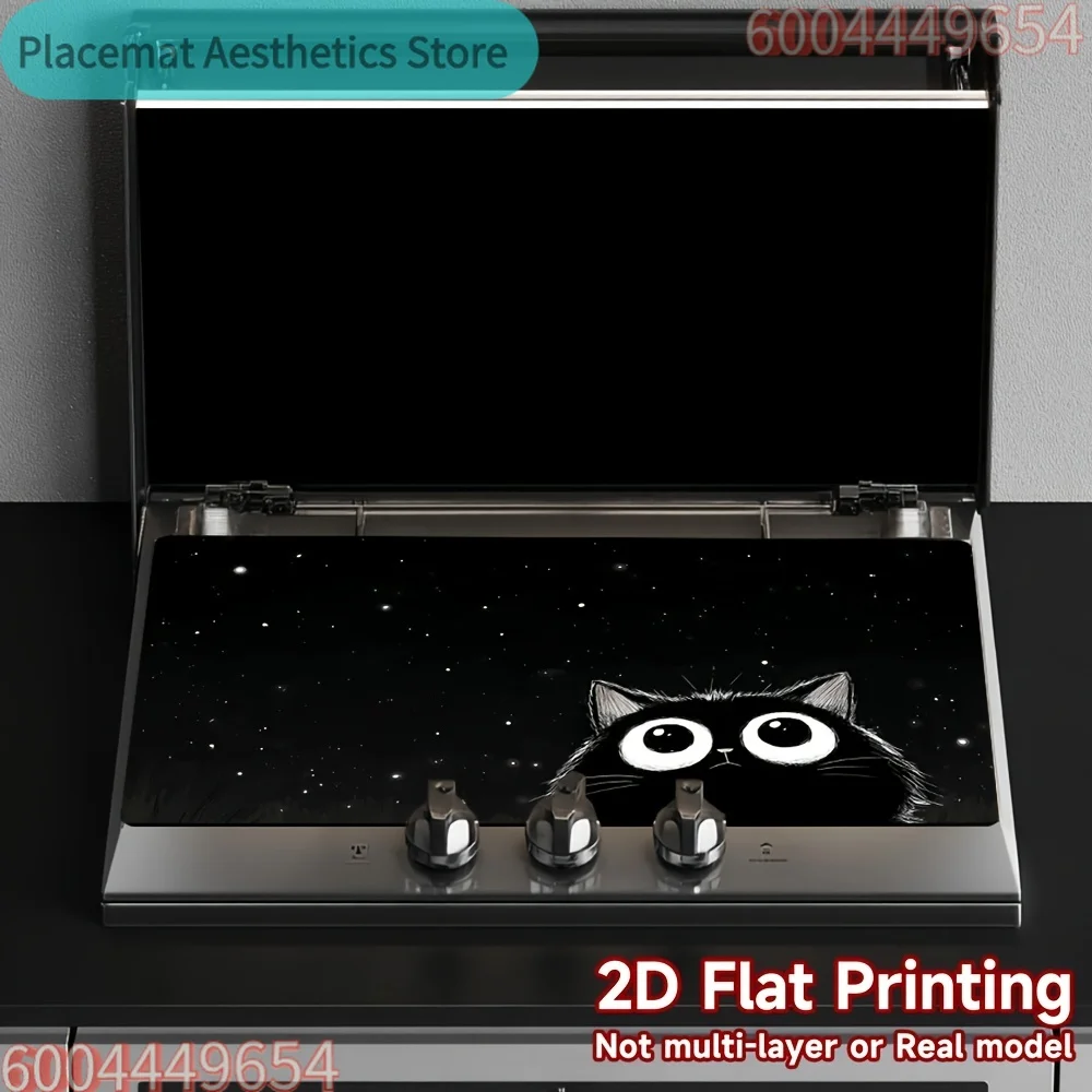 , 2D Flat Printed Stove Protector Cover Featuring a Starry Cat Design. This Creative And Trendy Stove Protector Is Perfect As a