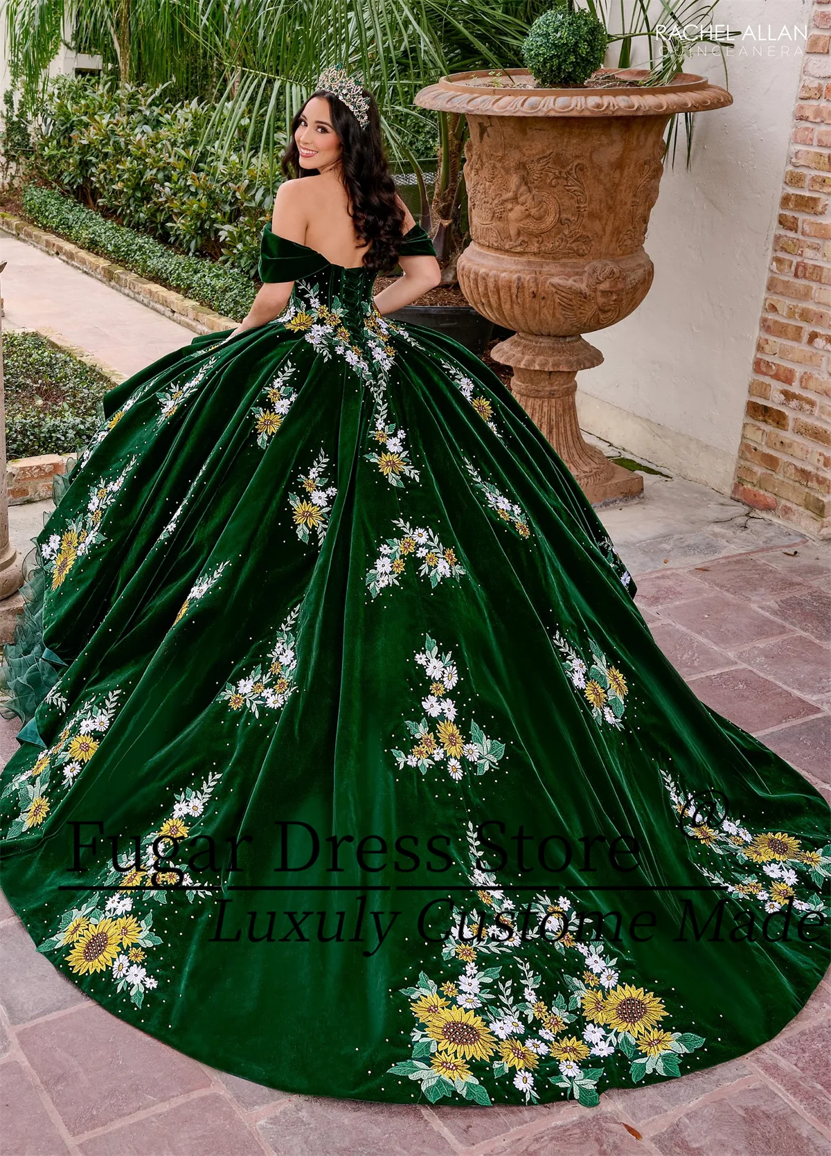 Elegance Velvet Quinceanera Dress Colorful Flower Decals Rich Folded Edges Layered Layer By Layer Sweet 16 Vestidos De 15 Anos