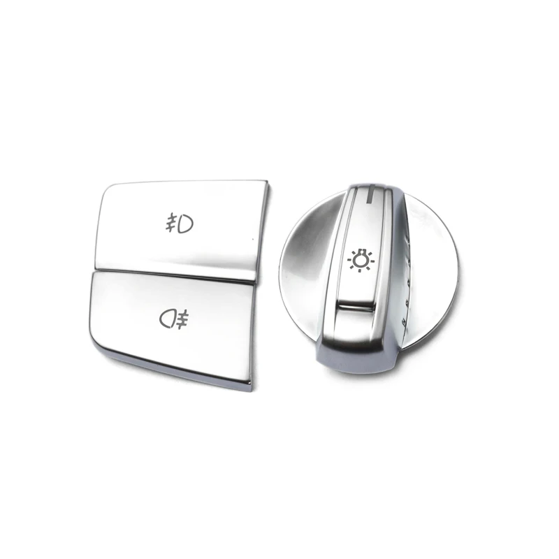 LHD For BMW 1 2 3 4 Series 3GT X1 X5 X6 3pcs ABS Chrome Car Interior Headlight Switch Button Sticker Cover Accessories