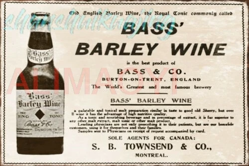 Bass' Barley Wine Advert Vintage Retro style Metal Sign, pub, English brewery