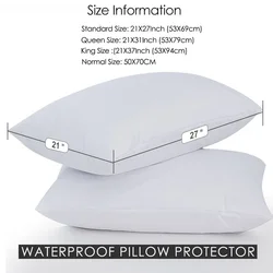 1PC White Pillow Cover Waterproof Pillow Protector Anti Mites Bed Bug Proof Zipper Pillow Cover Allergy Pilow Case 50X70CM