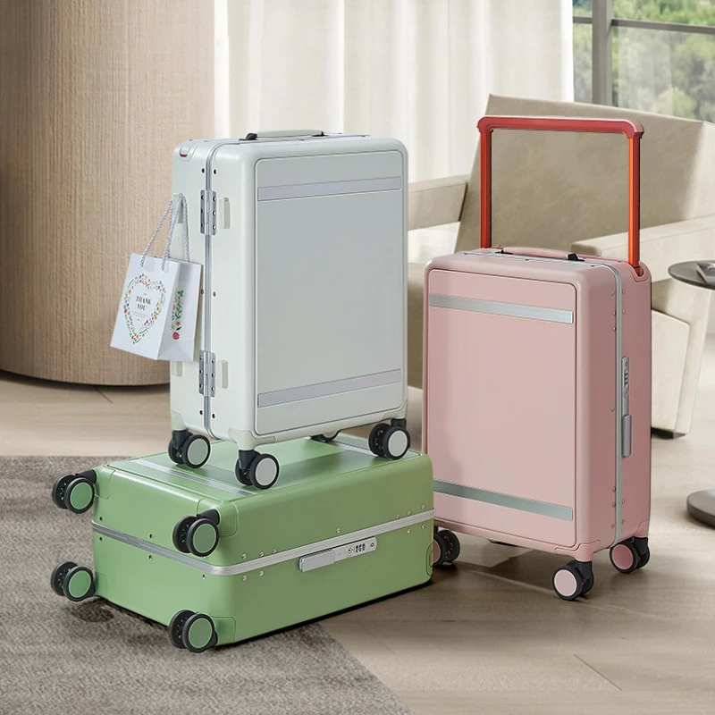 20 inch Cabin Rolling Luggage Aluminum frame middle size luggage zipper combination lock  ABS+PC travel suitcase on wheels