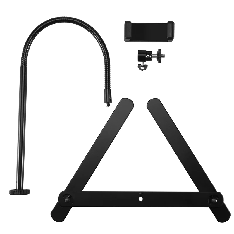 Adjustable Tripod With Cellphone Holder, Overhead Phone Mount, Table Top Teaching Online Stand For Live Streaming