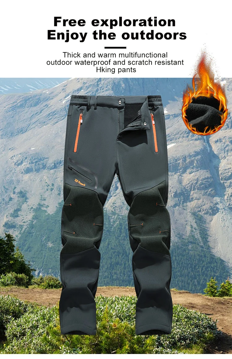 TRVLWEGO Schnee Hosen Wandern Camping Für Männer Warme Winter Hohe Qualität Wandern Männliche Wasserdichte Skifahren Trekking Hosen – Detail 3