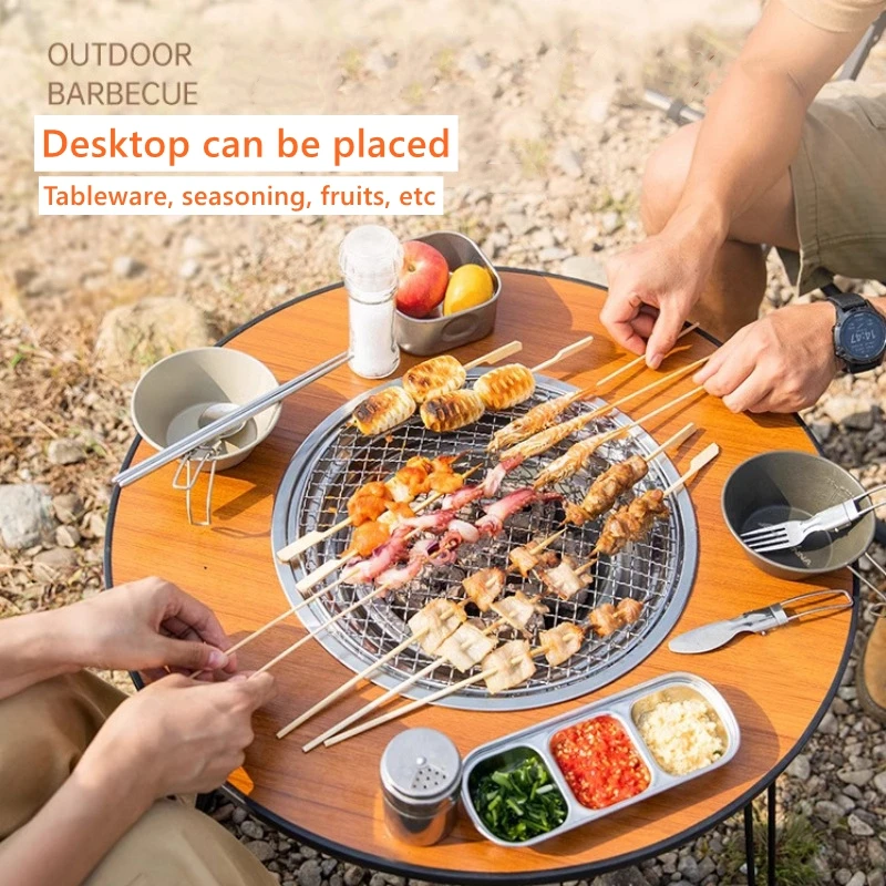 Folding Camping Round Table Barbecue Stove IGT table BBQ Charcoal Grill Portable Brazier folding Charcoal Table