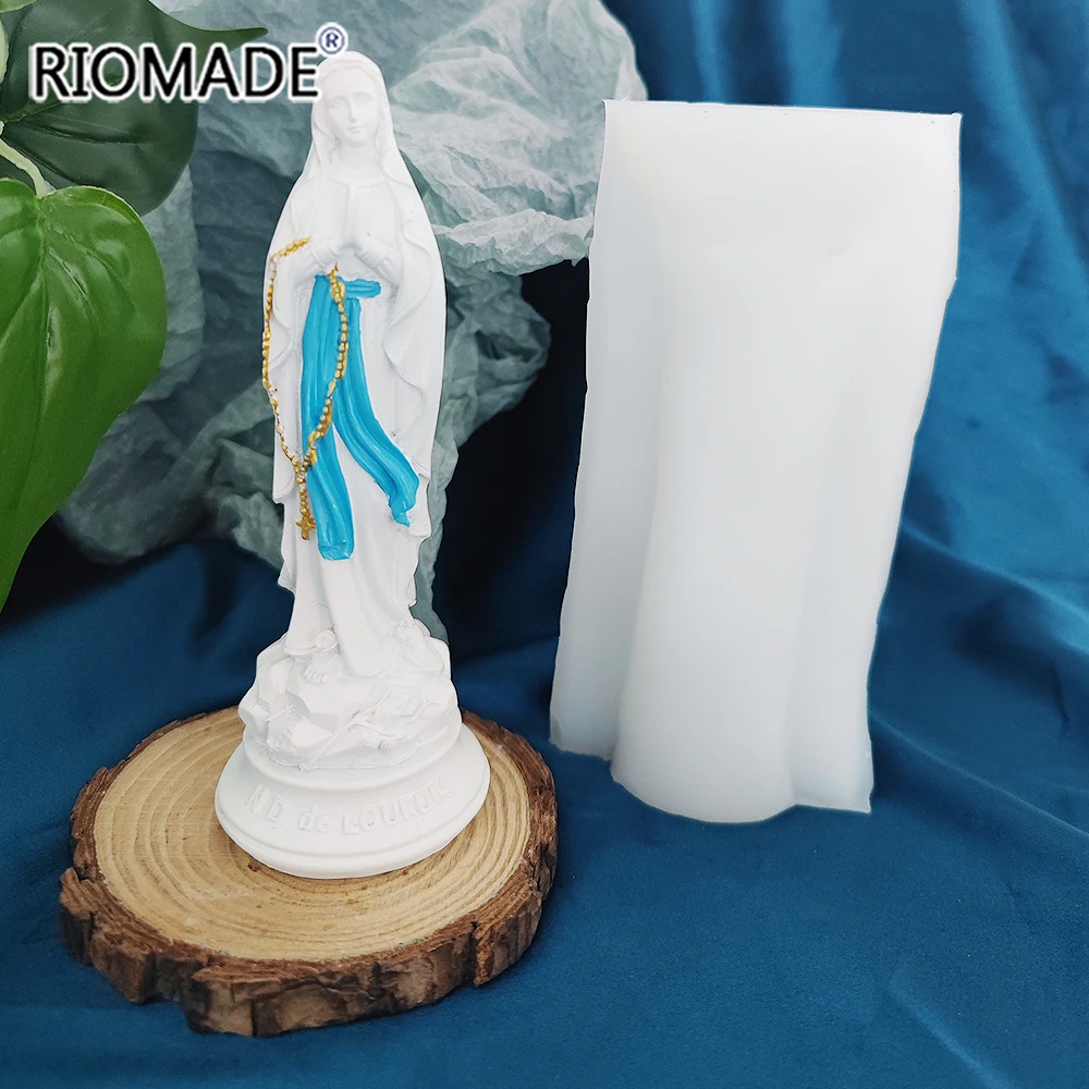 Virgin Mary Silicone Mold Christian Nun Model Candle Plaster Cement Epoxy Resin Mould DIY Handmade Crafts Decorative Ornaments