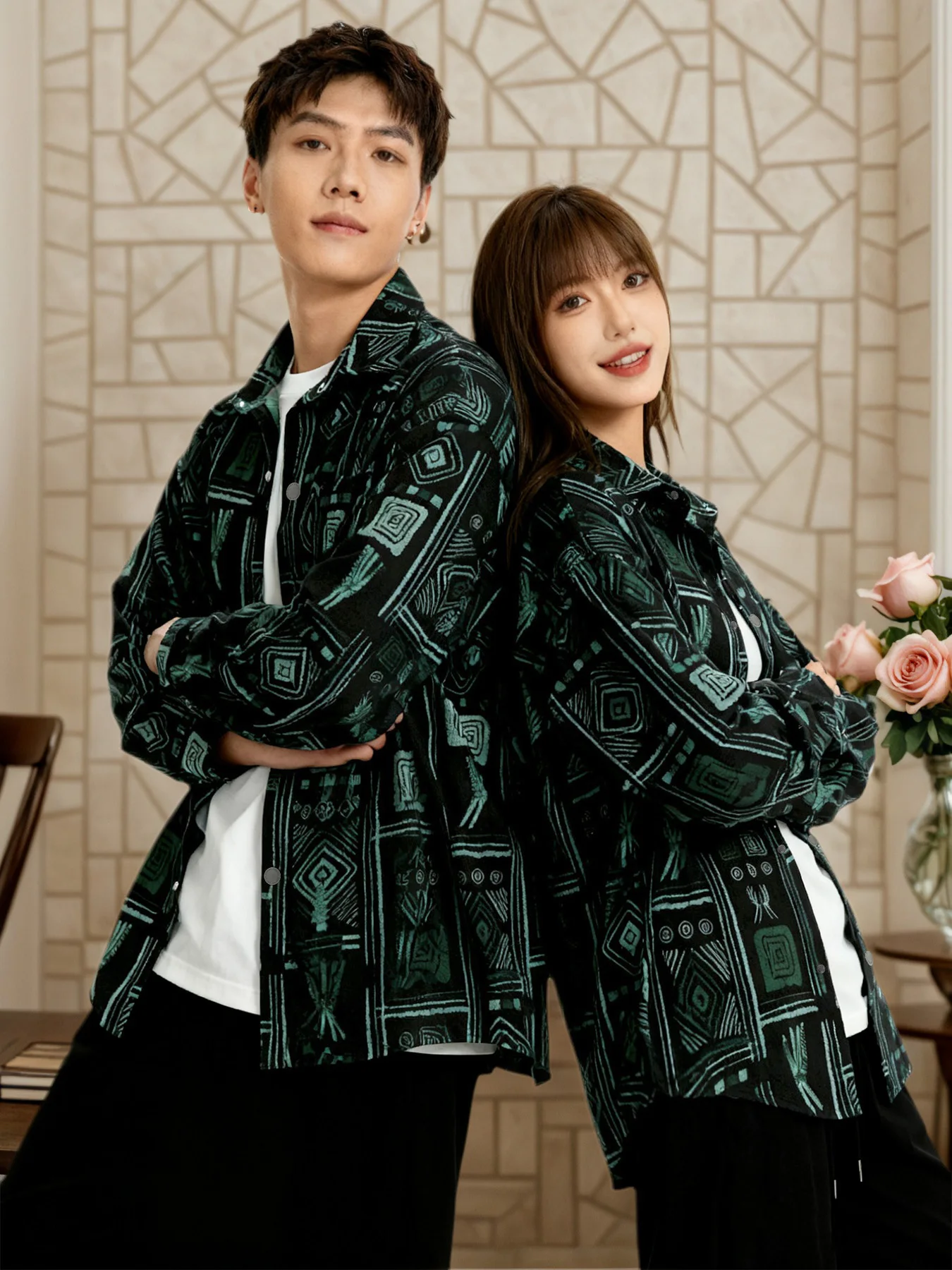 سترة بأكمام طويلة مطبوعة على الطراز العرقي الأمريكي العتيق، للجنسين، للربيع والخريف، سترة رائعة كاجوال عصرية راقية #2