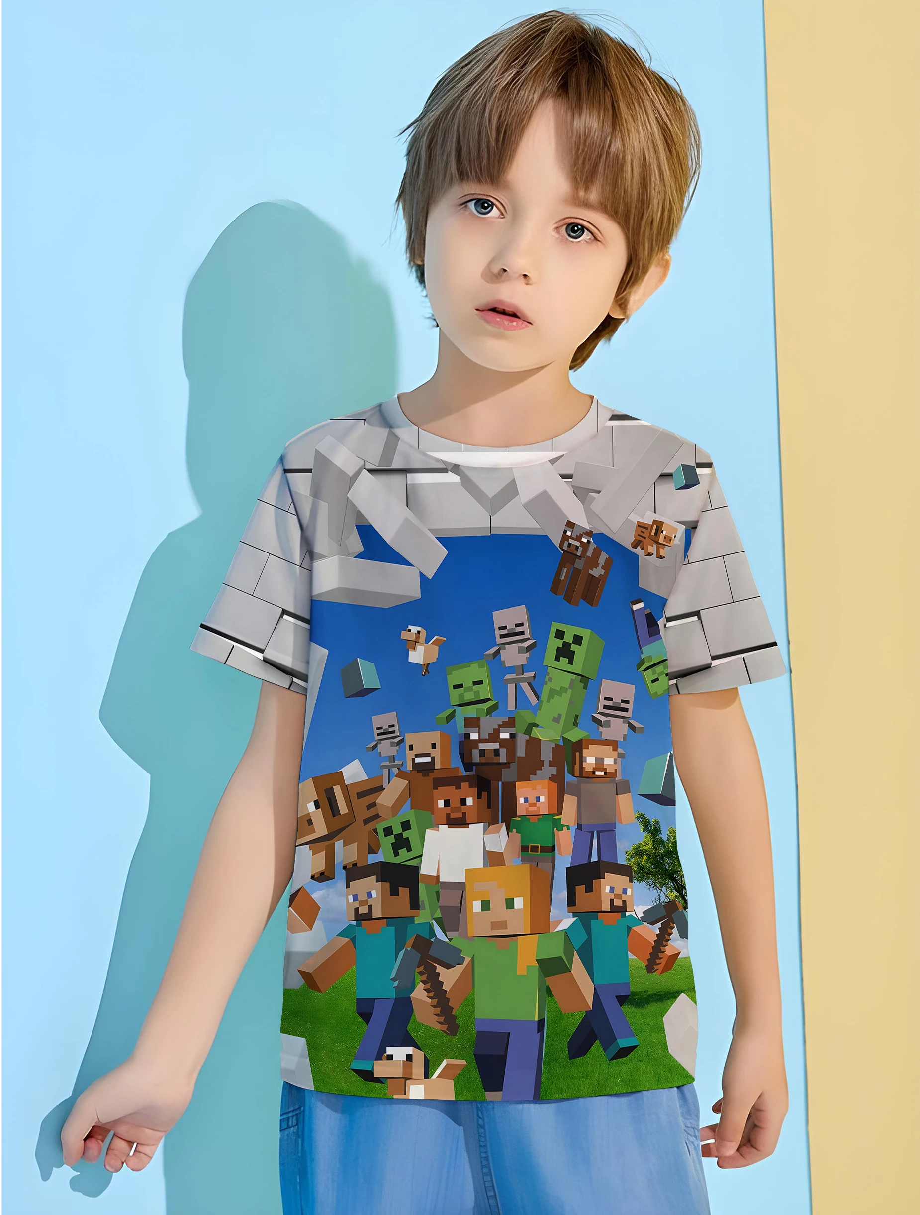 Beliebte Spiel-T-Shirts für Kinder, Kinder-T-Shirt, Kinderkleidung für Jungen, Jungen tragen Kinderkleidung, kurzärmelige Oberteile 2024