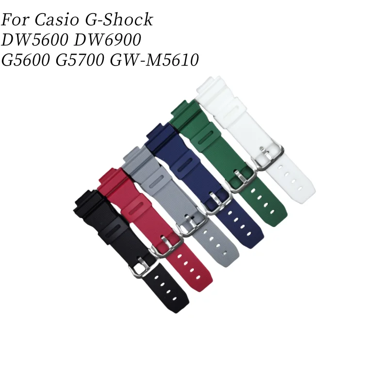 High Quality Soft Sports Watch Accessories Silicone Rubber Watch Strap For Casio G-Shock DW5600 DW6900 G5600 G5700 GW-M5610