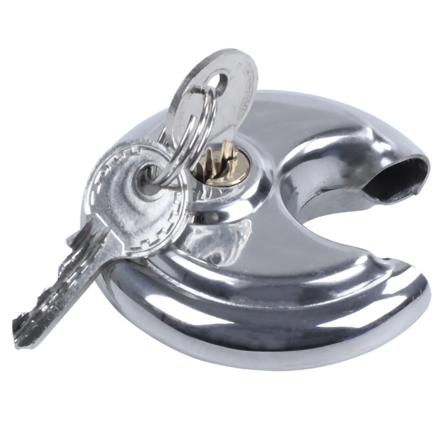 ELBA_1x PADLOCKS HEAVY DUTY 70MM ROUND CIRCULAR DISC PADLOCK with 1 KEYS
