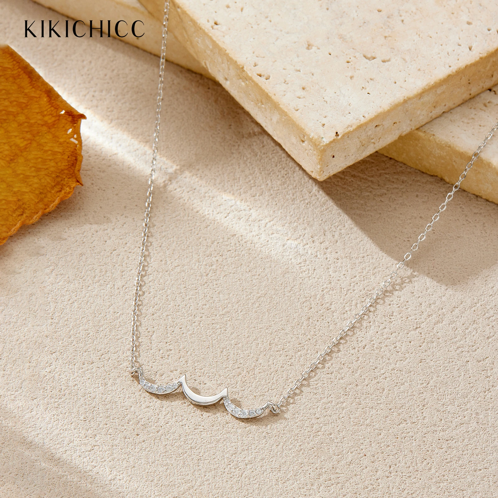 

KIKICHICC 925 Sterling Silver Gold Plated Moon Shaped CZ Zircon Crescent Necklace Luxury Fine Trendy Wedding Jewelry Gift