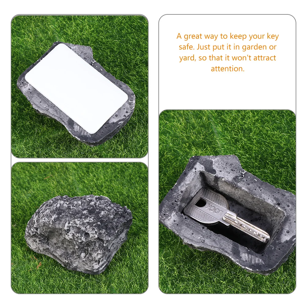 2pcs Resin Key Box Stone Like Safe Outdoor Hidden Key Holder Decorative Rock Storage DurabilitySpare House Saver