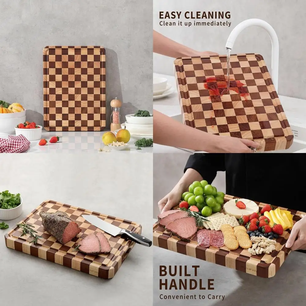

Large Acacia Wood Chopping Boards for Kitchen - Ideal for Meat, Cheese, Fruit, and Veggie Cutting