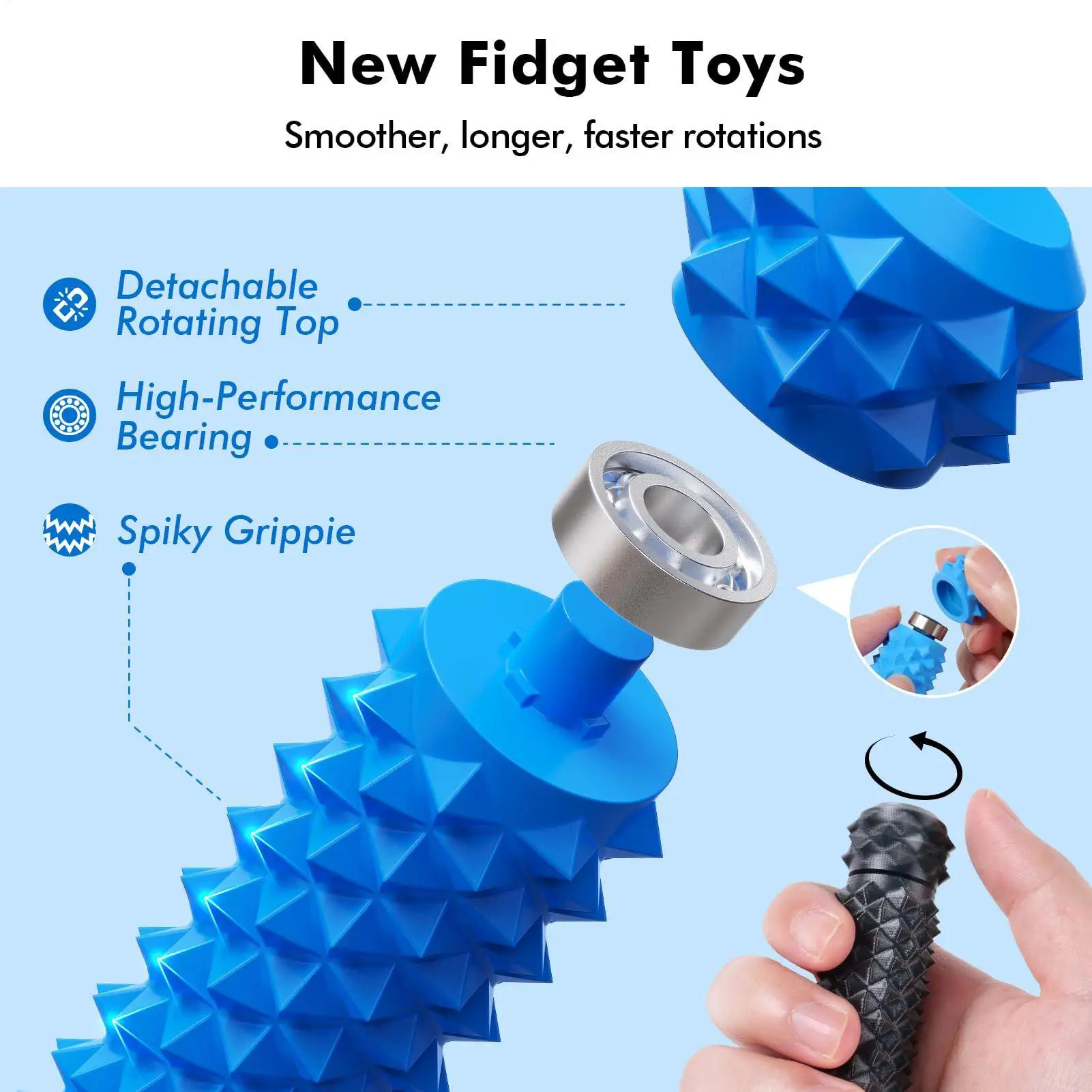 Confezione da 2 giocattoli sensoriali appuntiti, strumenti rotanti antistress per la gestione della colomba degli adulti, regali di compleanno e Capodanno