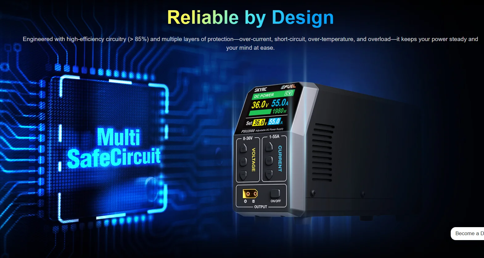 SKYRC PSU2000 Power Supply 1980W DC Regulated 8V-36V for Model Aircraft Charger with 55A