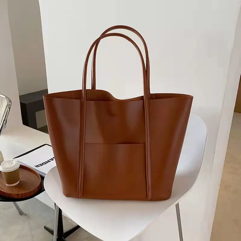 Genuine Leather Large Capacity Tote Bag For Women New Fashionable And Casual Cowhide Commuting Bag High-End Feeling Bag For Wome